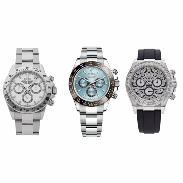 Combo di 3 orologi  Rolex Daytona Ice Blue Platinum + Rolex Daytona + Rolex Daytona Tigre